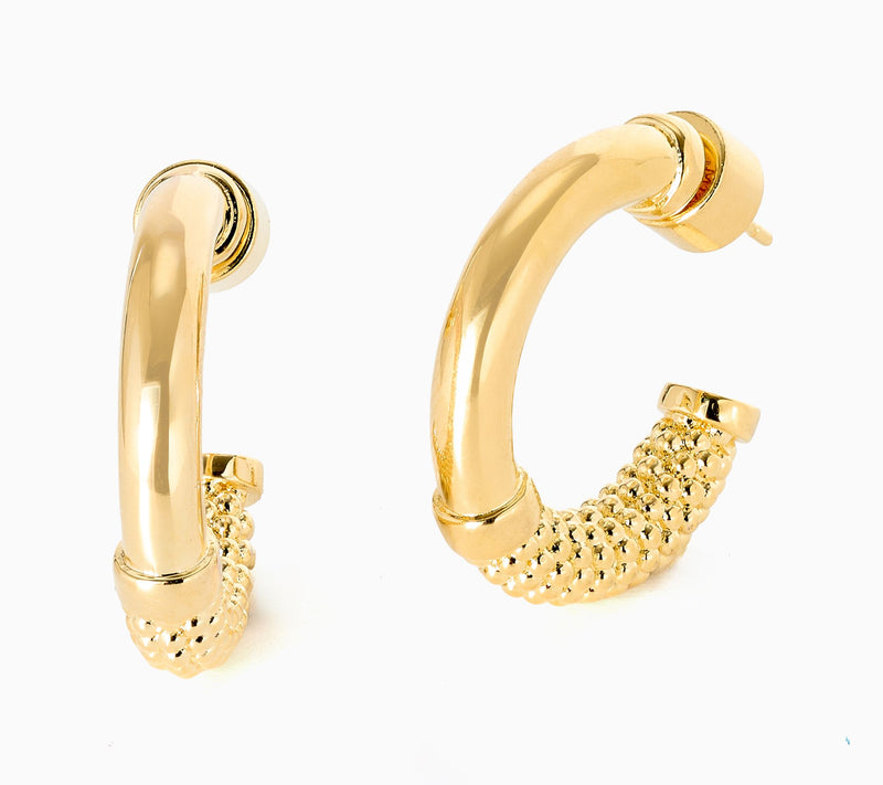 David Markstein Bronze Polished and Textured Hoops — View 9