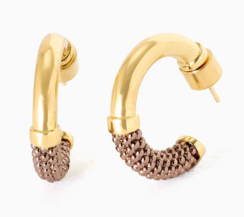 David Markstein Bronze Polished and Textured Hoops — View 11