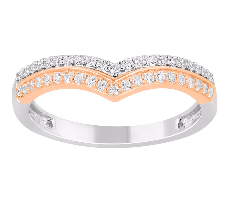 Affinity Diamonds Two-Tone Chevron Band Ring, 14K Gold — Main view