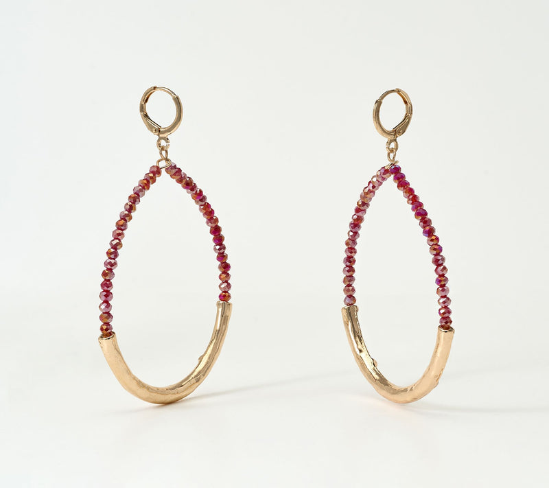 Susan Graver Beaded Crescent Drop Earrings — View 2