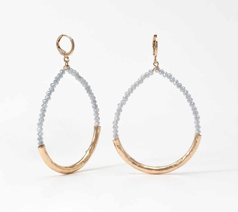 Susan Graver Beaded Crescent Drop Earrings — View 11