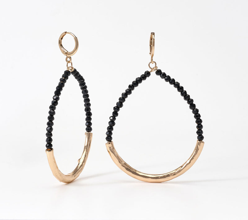 Susan Graver Beaded Crescent Drop Earrings — View 13