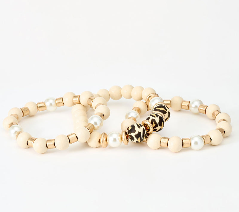 Susan Graver Set of 3 Mixed Media Stretch Bracelets — View 4