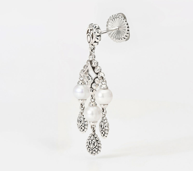 JAI Sterling Silver Cultured Pearl Chandelier Earrings 1 1/2" — View 2