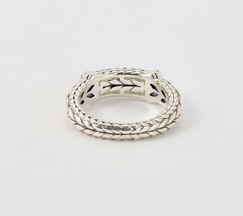 JAI Sterling Silver Pave Gemstone Basketweave Ring — View 3