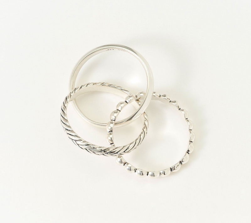 JAI Sterling Silver Triple Texture Rolling Ring — View 2