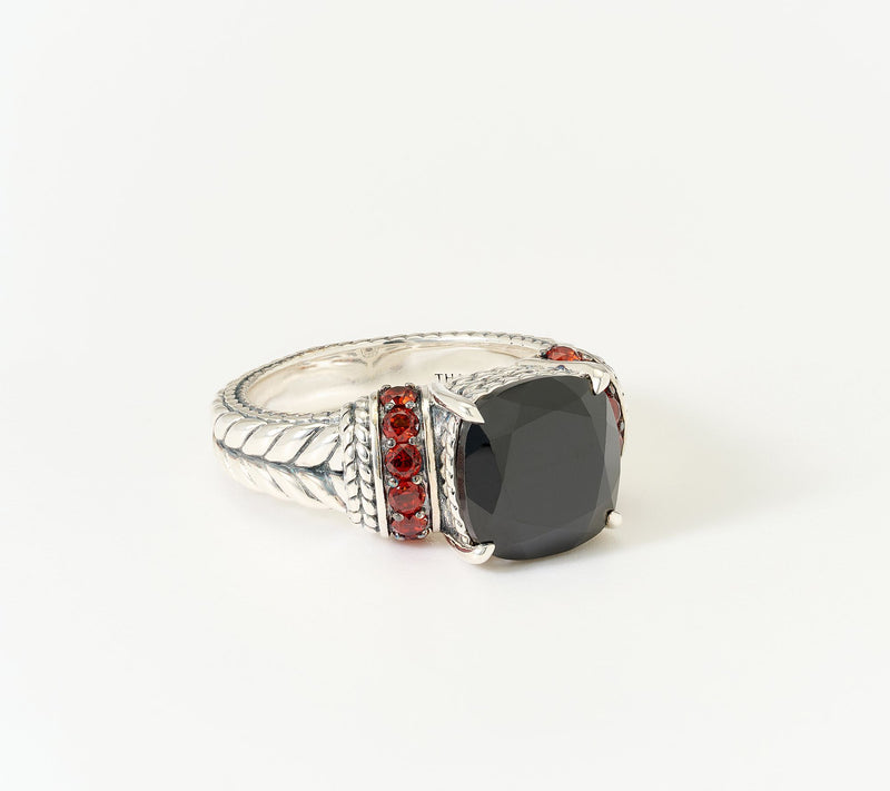 JAI Sterling Silver Cushion & Pave Basketweave Gemstone Ring — View 2