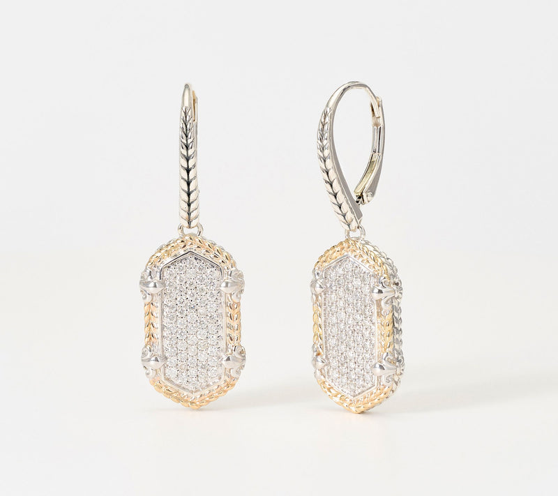 JAI Sterling Silver & 14K Gold Basketweave Drop Earrings — Main view