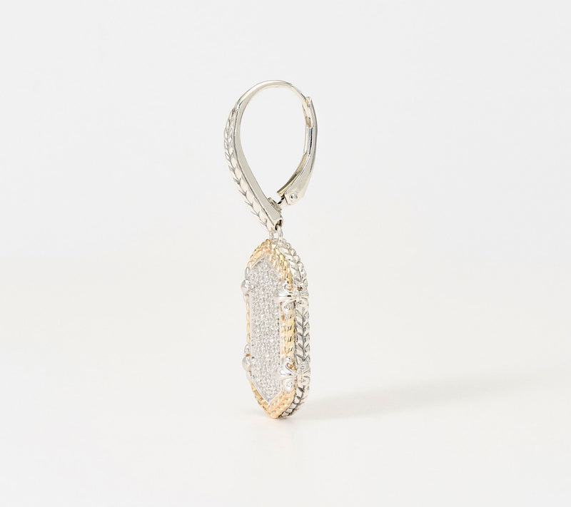 JAI Sterling Silver & 14K Gold Basketweave Drop Earrings — View 2