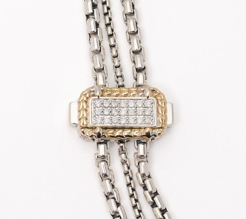JAI Sterling Silver & 14K Gold Pave Diamond Chain Bracelet,14.5g — View 2