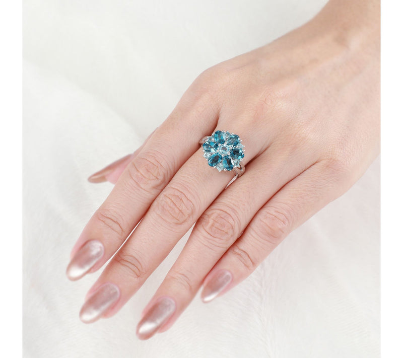 Ariva Sterling Silver Blue Topaz Aster Ring — View 6