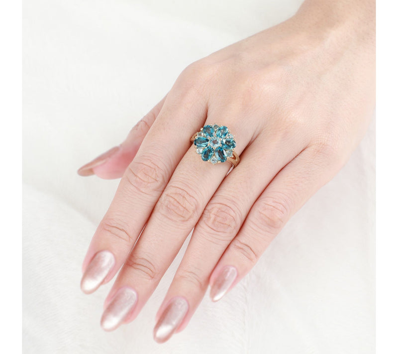 Ariva Sterling Silver Blue Topaz Aster Ring — View 7