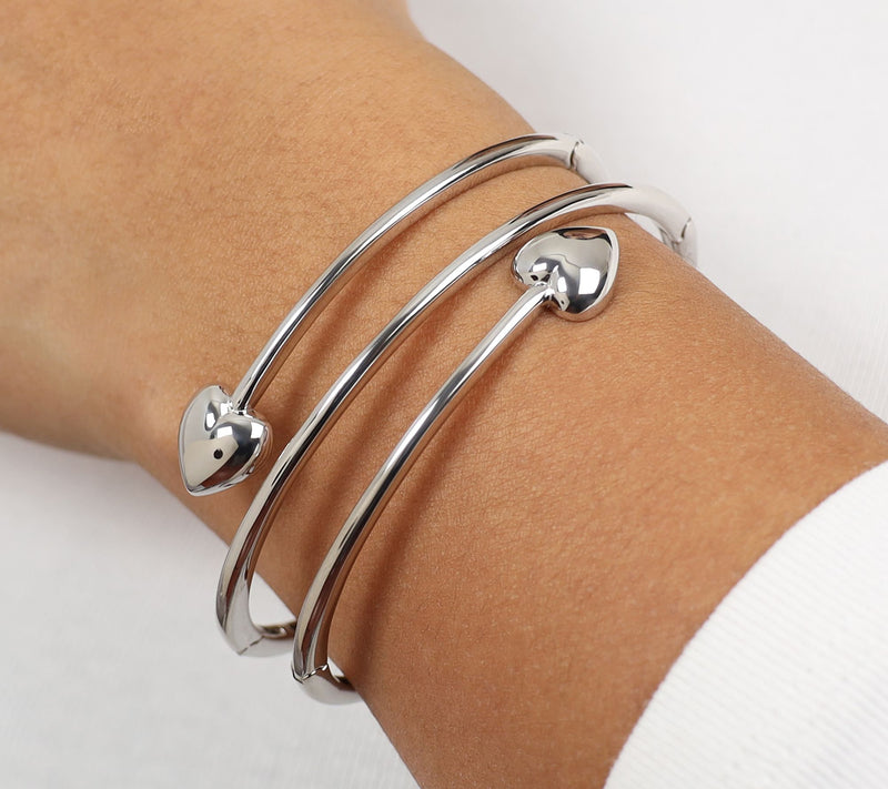 David Markstein Sterling Silver Multi Hinge Heart Bangle — View 3
