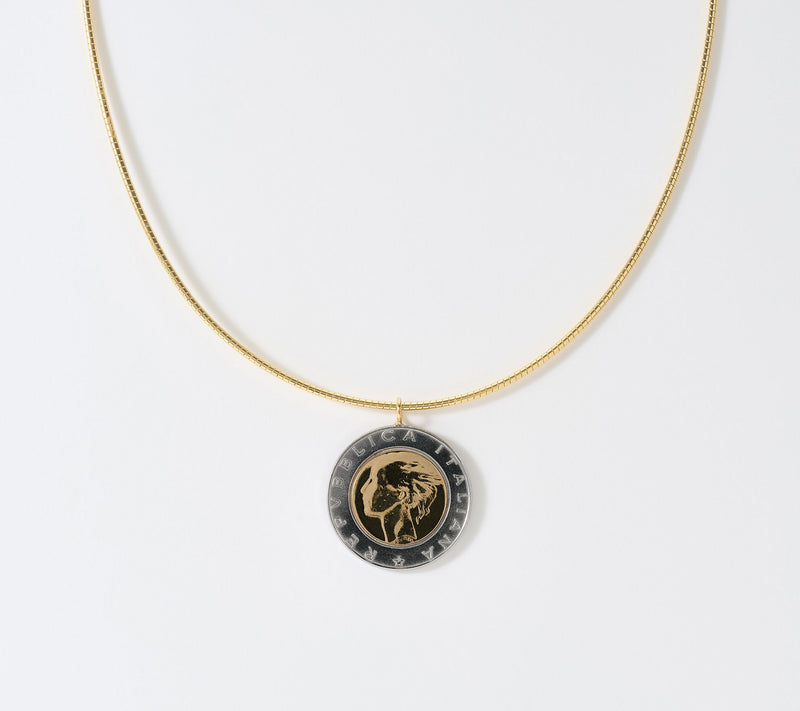 David Markstein Bronze Genuine 500 Lire Coin Omega Necklace — View 8