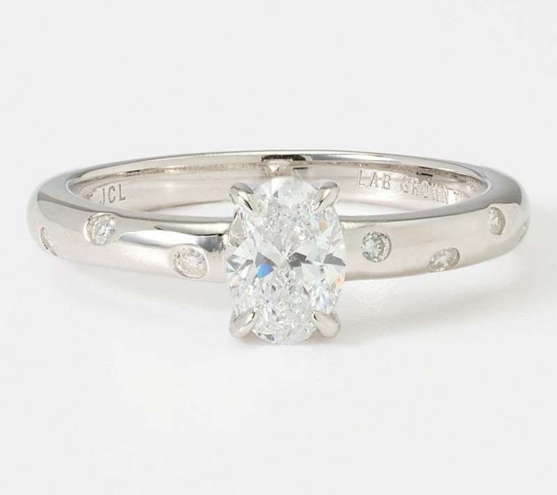 Fire Light Lab Grown Diamonds 0.78 cttw Center Oval Band Ring — View 3