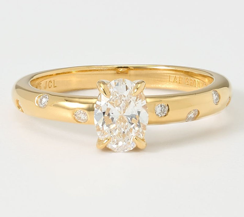 Fire Light Lab Grown Diamonds 0.78 cttw Center Oval Band Ring — View 5