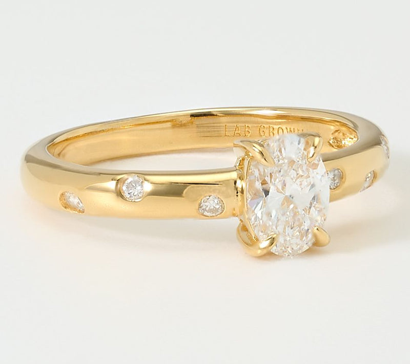 Fire Light Lab Grown Diamonds 0.78 cttw Center Oval Band Ring — View 6