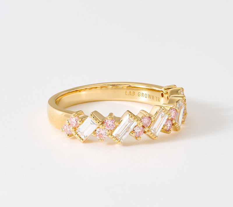 Fire Light Lab Grown Diamonds 0.82 cttw Pink Accent Ring, Sterling Silver — Main view
