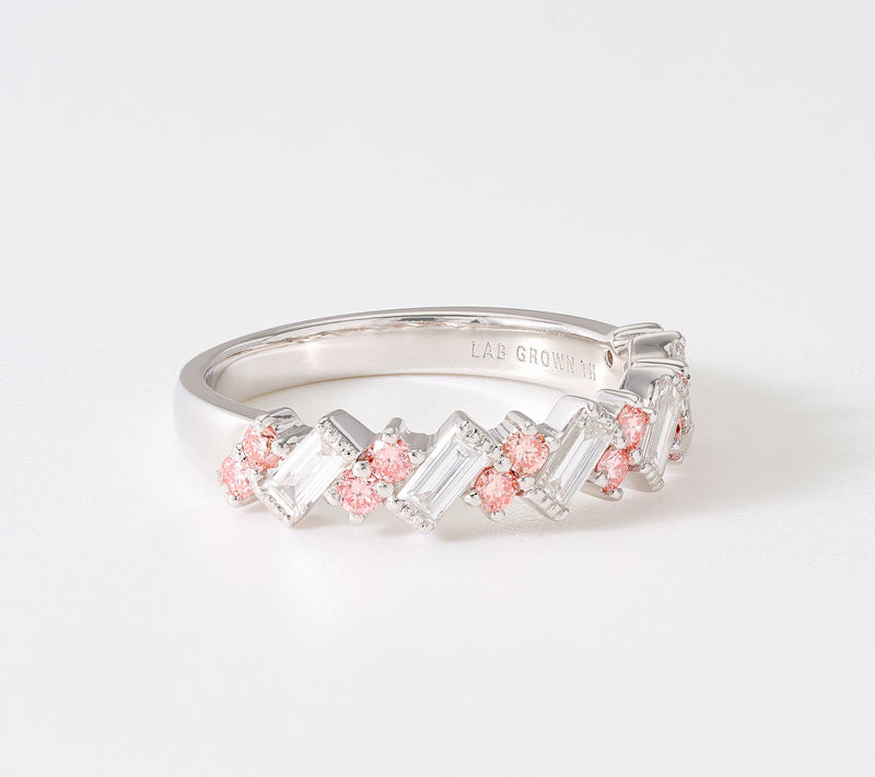 Fire Light Lab Grown Diamonds 0.82 cttw Pink Accent Ring, Sterling Silver — View 7