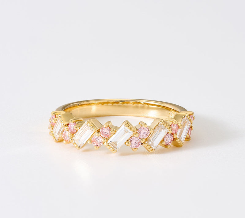 Fire Light Lab Grown Diamonds 0.82 cttw Pink Accent Ring, Sterling Silver — View 2