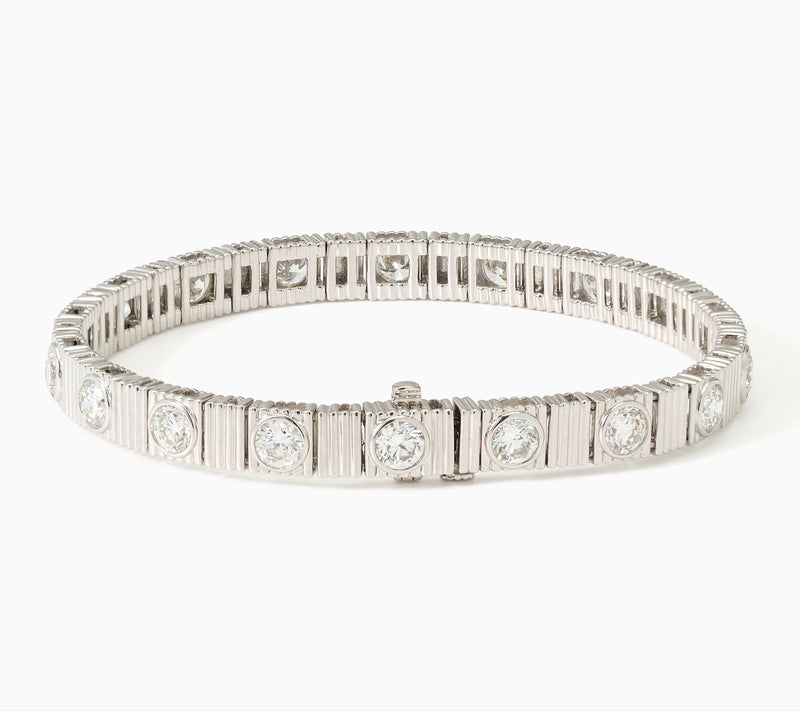 Fire Light Lab Grown Diamonds 7 cttw Texture Station Bracelet, Sterl — View 4
