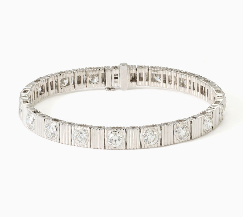 Fire Light Lab Grown Diamonds 7 cttw Texture Station Bracelet, Sterl — Main view