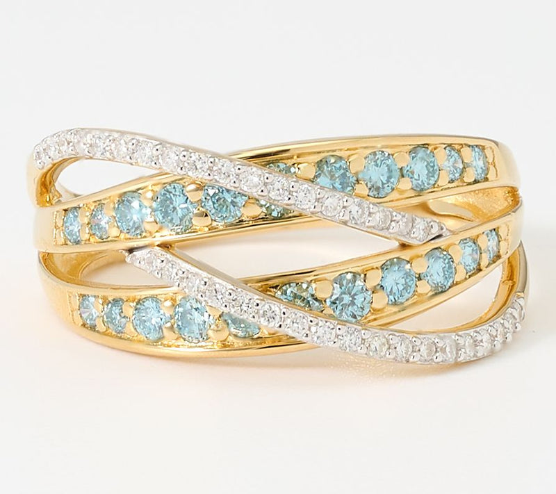 Fire Light Lab Grown Diamonds 0.70 cttw Blue Criss Cross Ring, Sterling — View 5