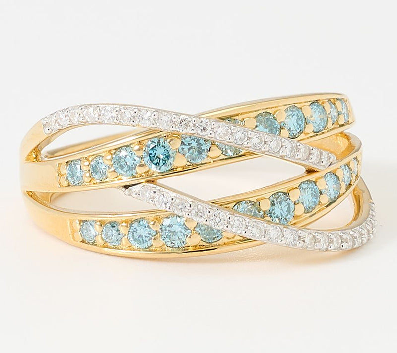 Fire Light Lab Grown Diamonds 0.70 cttw Blue Criss Cross Ring, Sterling — View 6