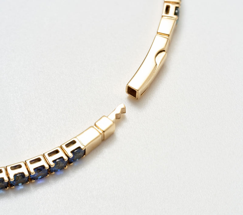 Color by Jeff Moseley Multi Color Sapphire Flexi Bangle, 14K Gold — View 3