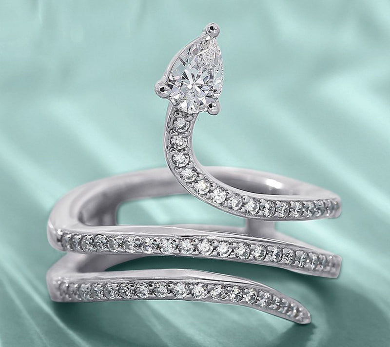 Diamonique Elevated Serpent Wrap Ring — View 3