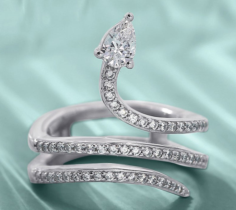 Diamonique Elevated Serpent Wrap Ring — View 2