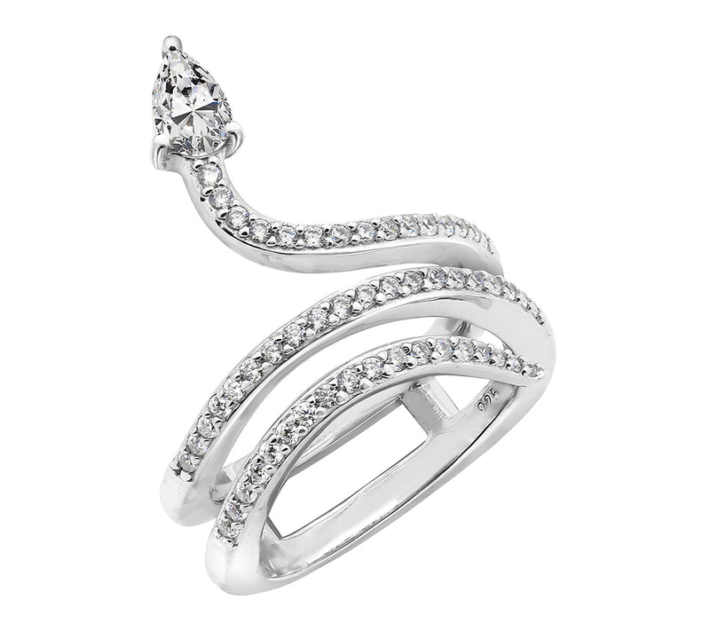 Diamonique Elevated Serpent Wrap Ring — Main view
