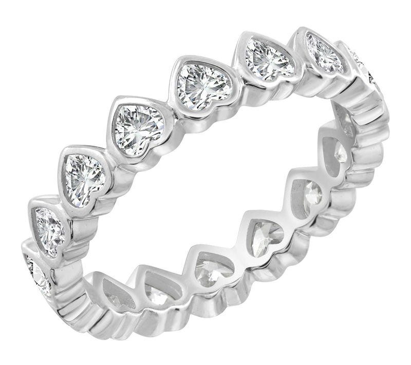 Diamonique Heart Eternity Bang Ring, Sterling Silver — Main view