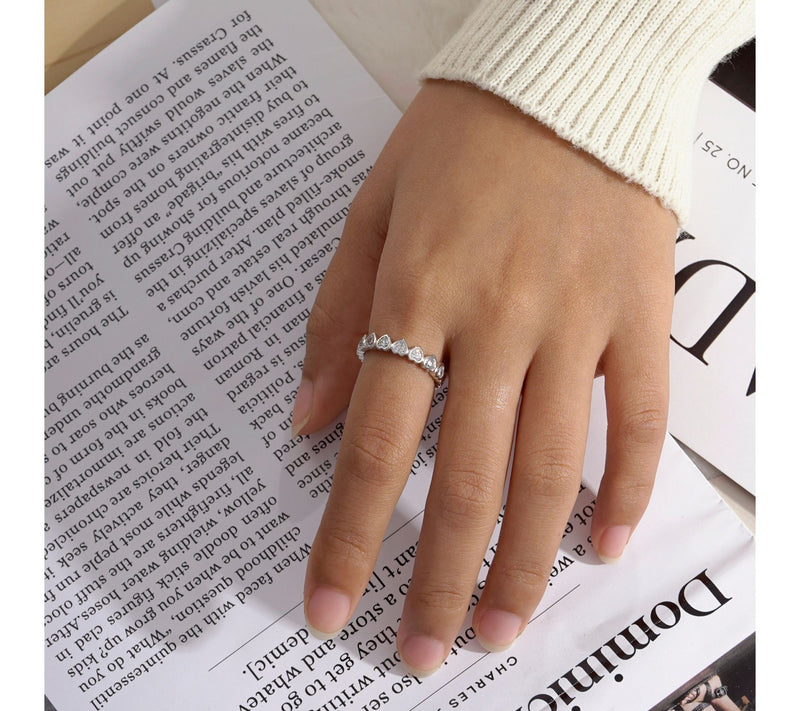 Diamonique Heart Eternity Bang Ring, Sterling Silver — View 3