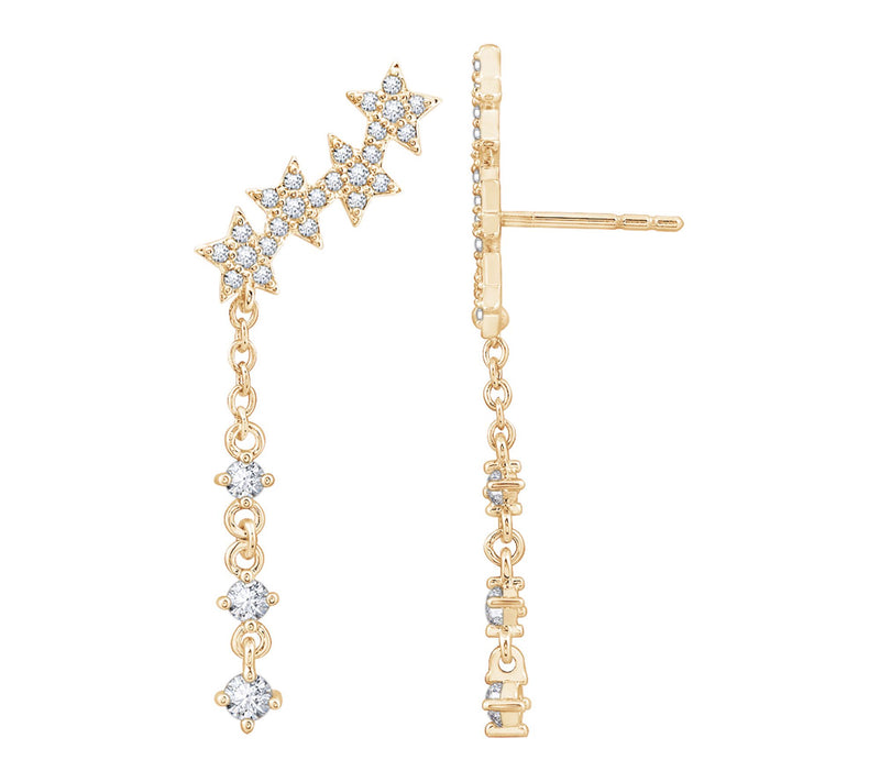 Diamonique Fall ing Star Drop E arrings, Sterli ng Silver — Main view