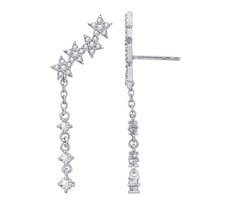 Diamonique Fall ing Star Drop E arrings, Sterli ng Silver — View 6