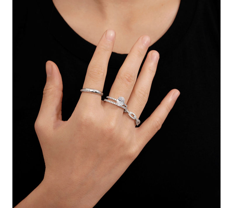 Diamonique Set of 4 Band Rings, Sterling Silver — View 3