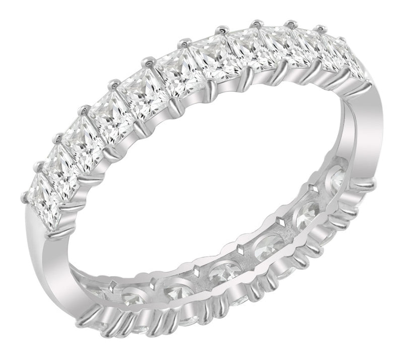 Diamonique Mixed-Cut Band Ring, Sterling Silver — Main view