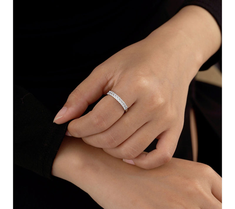 Diamonique Mixed-Cut Band Ring, Sterling Silver — View 3