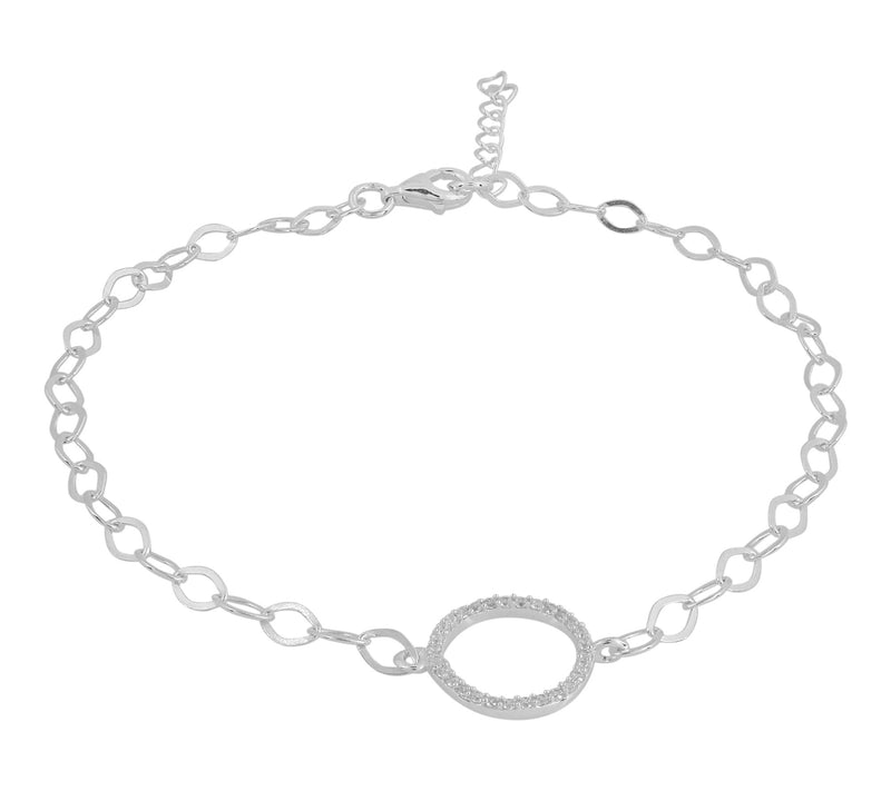 Diamonique Circle Station Bracelet, Sterling Silver — Main view