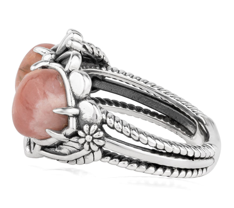 American West Sterling Rhodochrosite Double Heart Ring — View 4