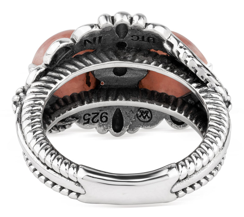 American West Sterling Rhodochrosite Double Heart Ring — View 5