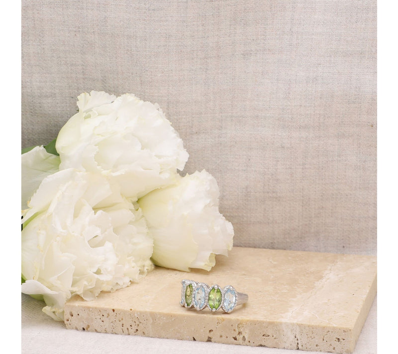 Ariva Sterling Silver Topaz & Peridot Malibu Ring — View 4