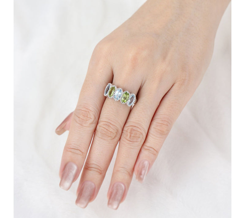 Ariva Sterling Silver Topaz & Peridot Malibu Ring — View 5