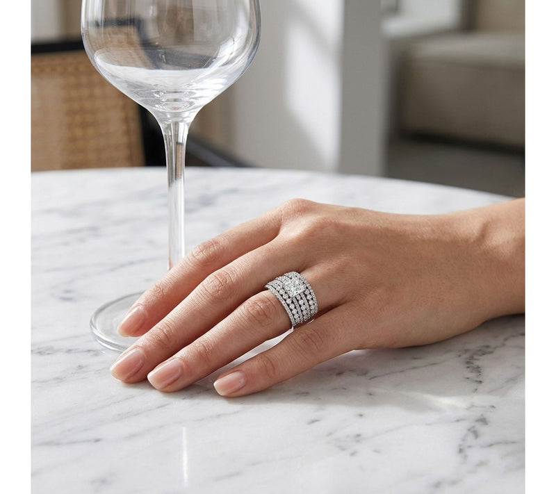Diamonique Dome Statment Ring, Sterling Silver — View 3