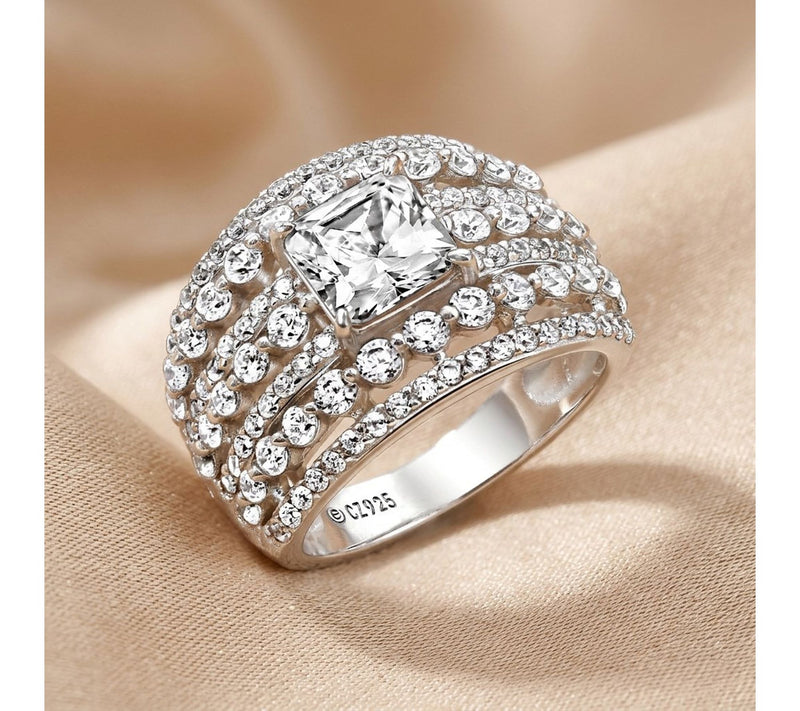 Diamonique Dome Statment Ring, Sterling Silver — View 2