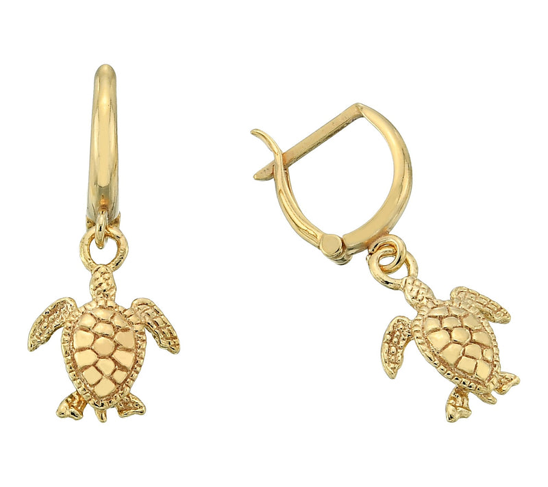 Silver Style Turtle Charm Hoop Earrings, Sterling — View 6