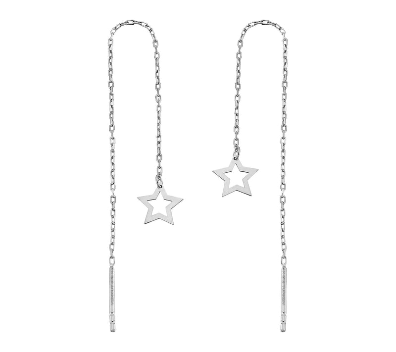 Silver Style Open Star Threader Earrings, Sterling — Main view