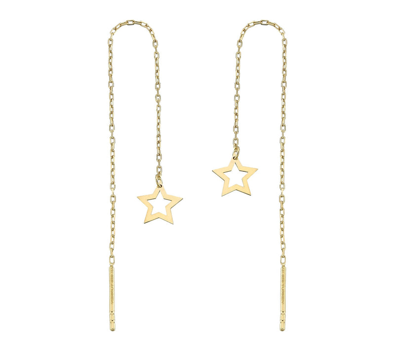 Silver Style Open Star Threader Earrings, Sterling — View 2