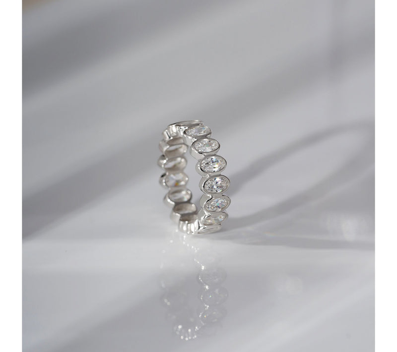 Diamonique Oval Cut Eternity Ring, Sterling Silver — View 2